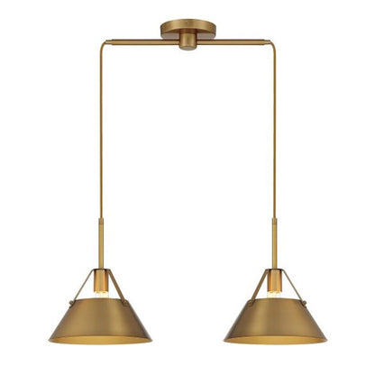 Savoy House 2-Light 11" Linear Chandelier, Natural Brass/Brass - M100107NB