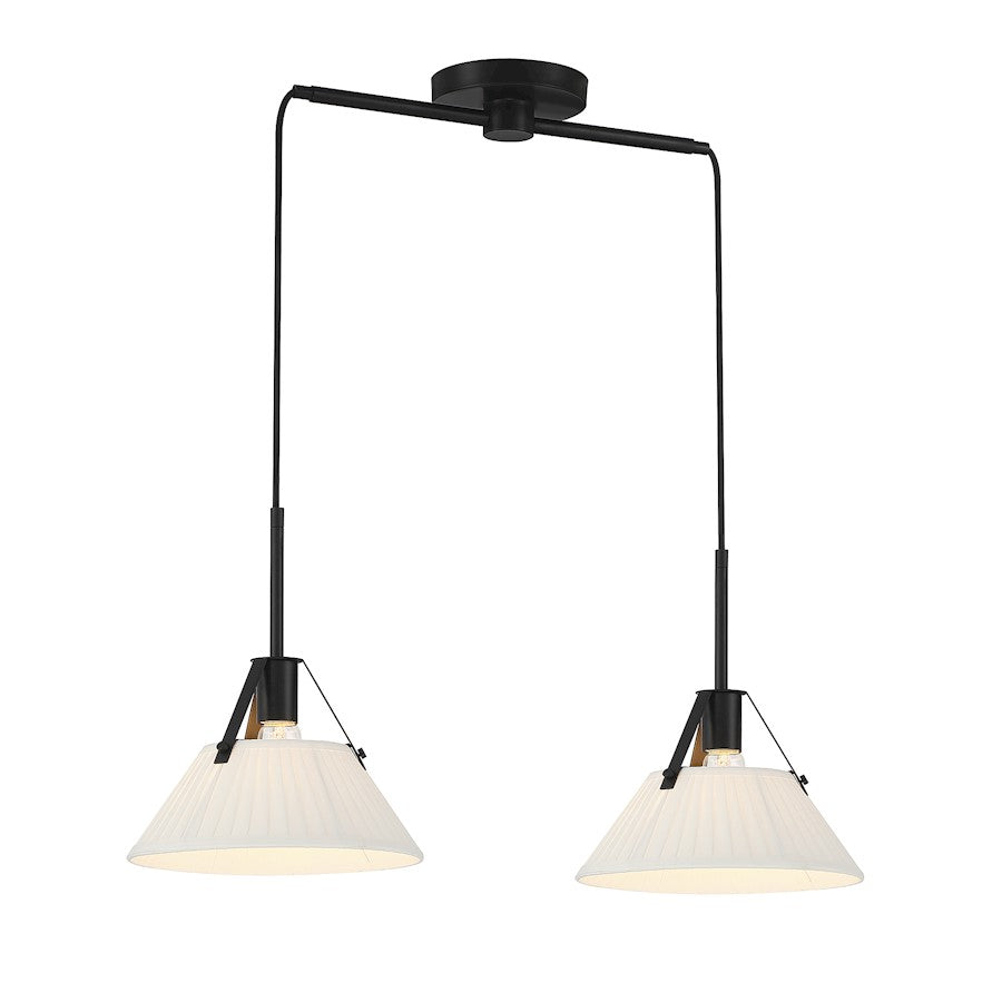 2-Light 16" Linear Chandelier, Matte Black