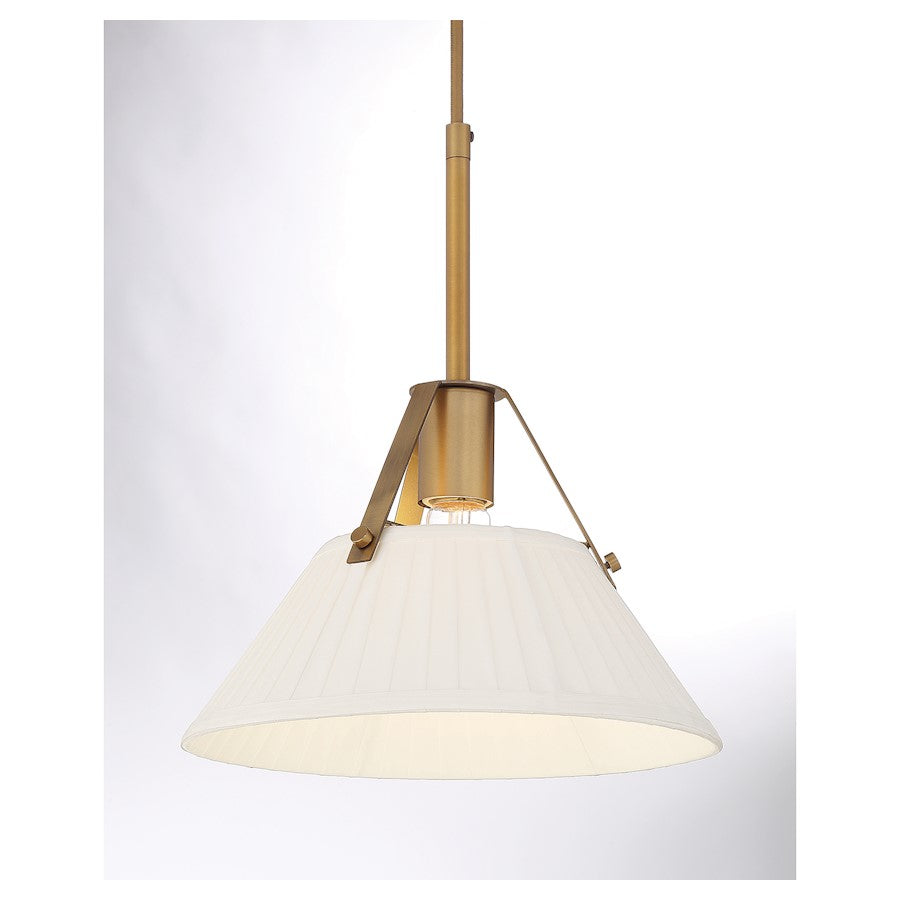 Meridian Vintage 2 Light Linear Chandelier, Natural Brass/White