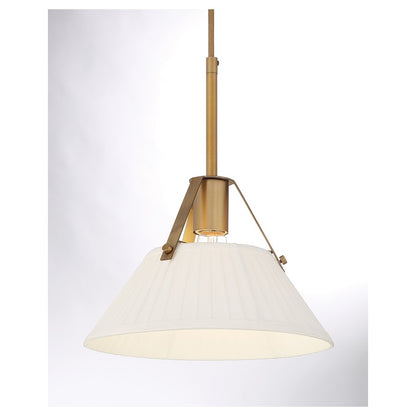 Meridian Vintage 2 Light Linear Chandelier, Natural Brass/White