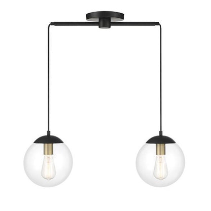 Meridian Vintage 2 Light Linear Chandelier, Black/Brass/Clear