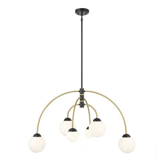 Savoy House 6-Light Chandelier, Matte Black/Natural Brass - M100114MBKNB