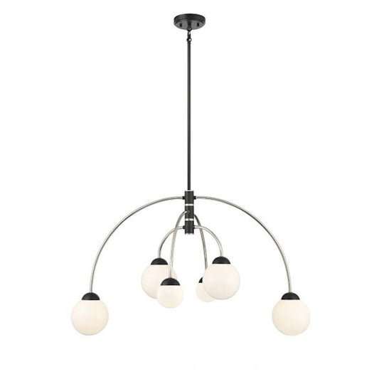 Savoy House 6-Light Chandelier, Matte Black/Polished Nickel - M100114MBKPN