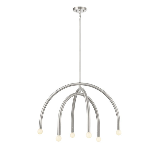 6-Light 20" Chandelier, Brushed Nickel