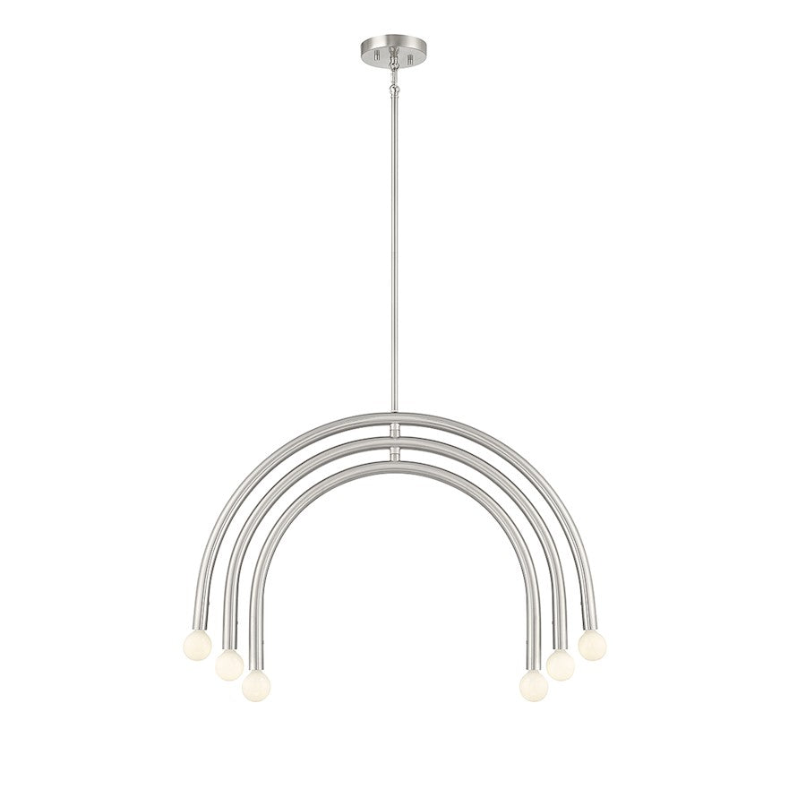 6-Light 20" Chandelier, Brushed Nickel