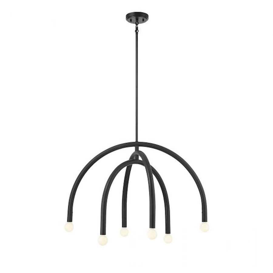 6-Light 20" Chandelier, Matte Black