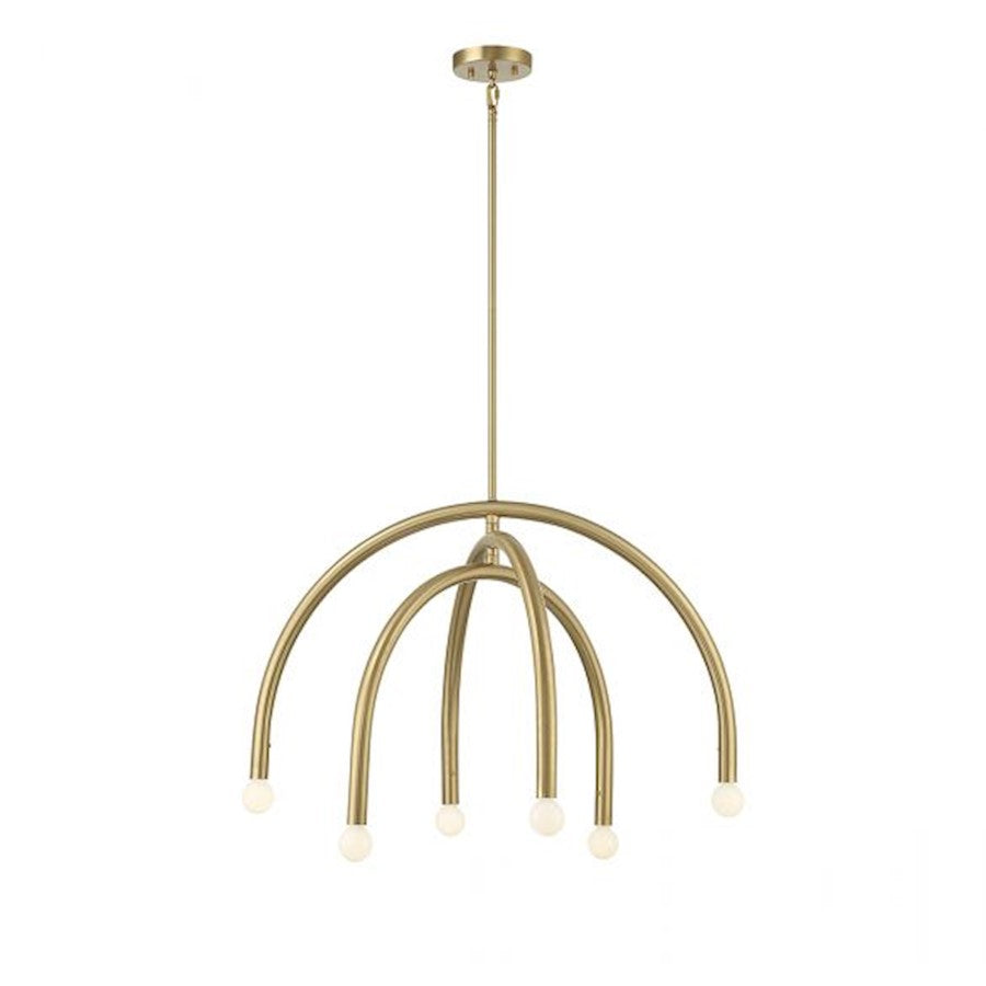6-Light 20" Chandelier, Natural Brass