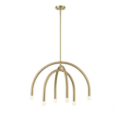 6-Light 20" Chandelier, Natural Brass