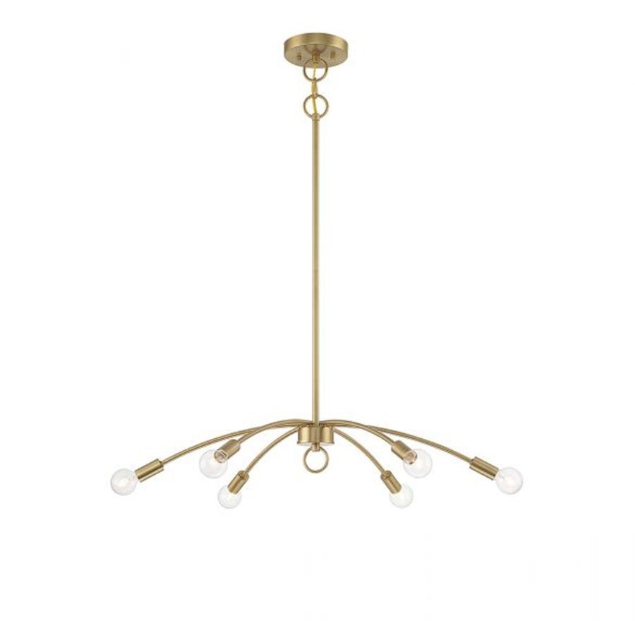 Savoy House 6-Light 27" Chandelier, Natural Brass - M100116NB