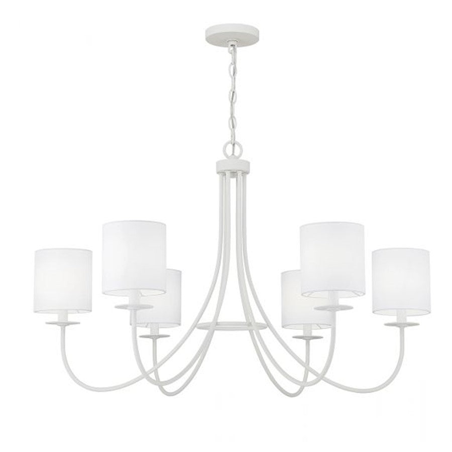 6-Light 36" Chandelier, Bisque White