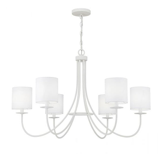 6-Light 36" Chandelier, Bisque White