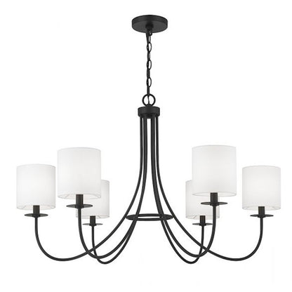 6-Light 36" Chandelier, Bisque White
