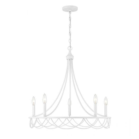 Savoy House 5-Light Chandelier, Distressed White - M100118DW