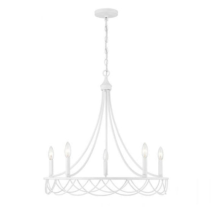 5 Light Chandelier, Distressed White