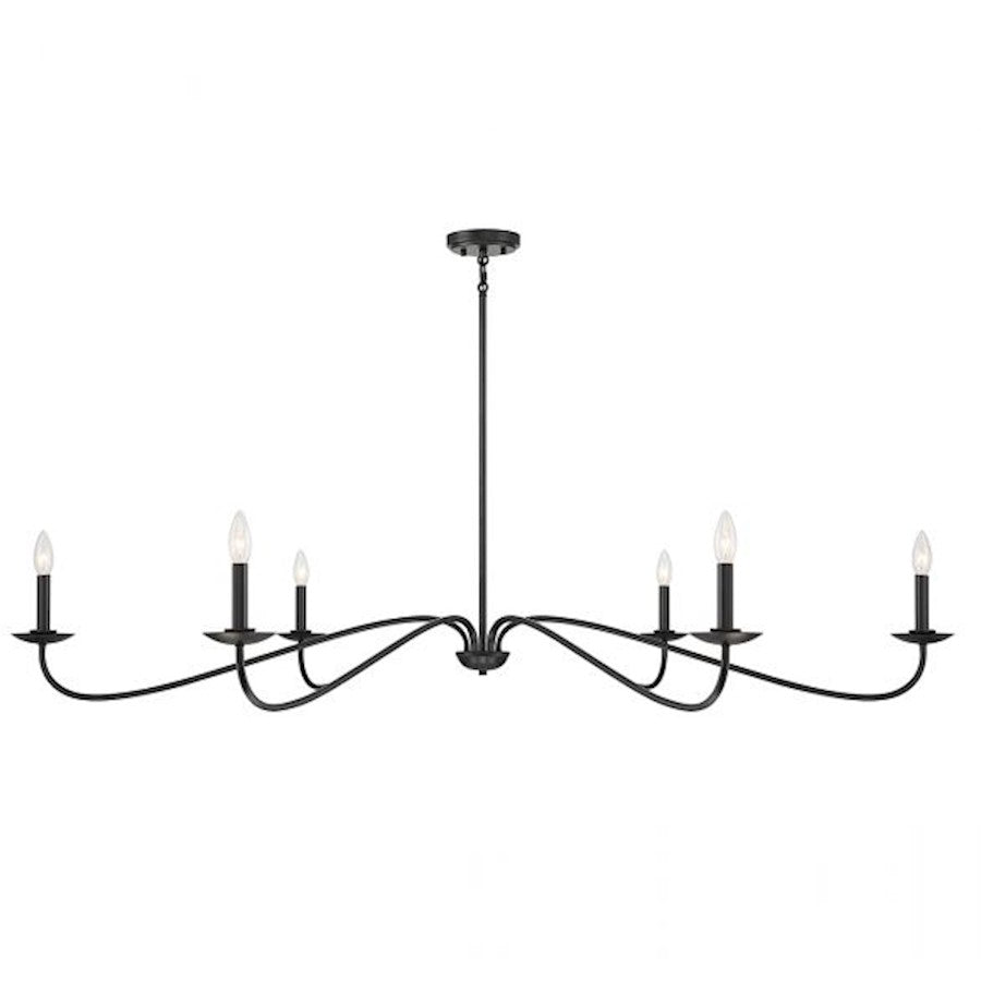 6-Light 62" Chandelier, Matte Black