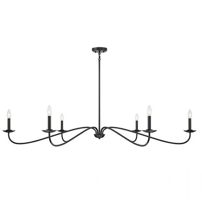 6-Light 62" Chandelier, Matte Black