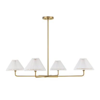 4-Light 12" Chandelier, Natural Brass