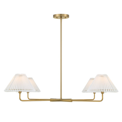 4-Light 12" Chandelier, Natural Brass