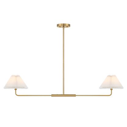 Savoy House 2-Light 11" Linear Chandelier, Brass/White Pleated - M100122NB