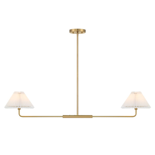 Savoy House 2-Light 11" Linear Chandelier, Brass/White Pleated - M100122NB