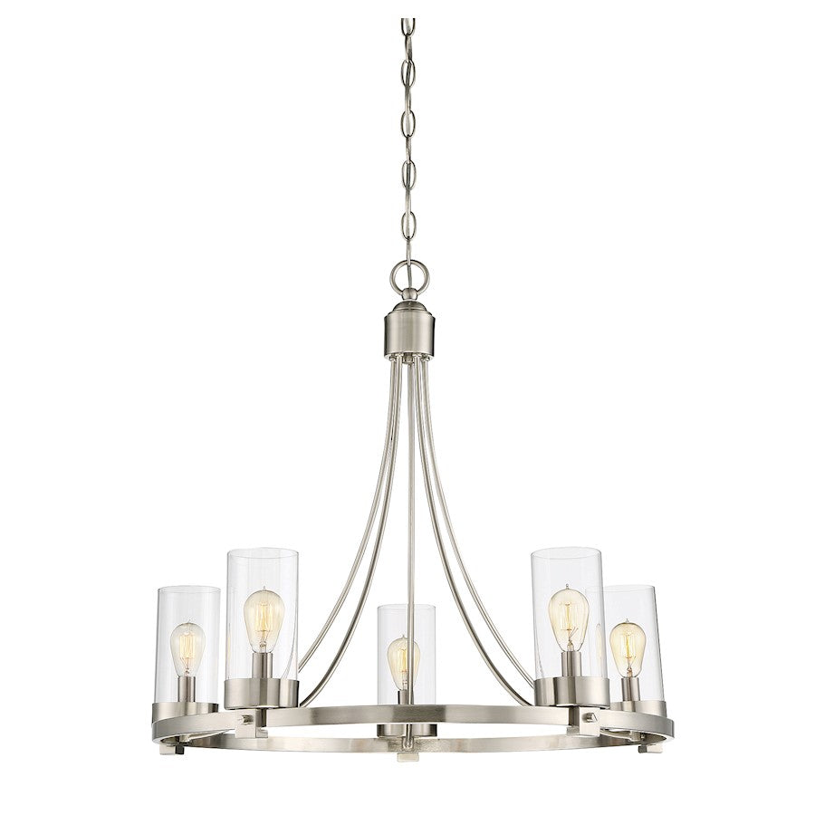 5-Light 23" Chandelier, Brushed Nickel