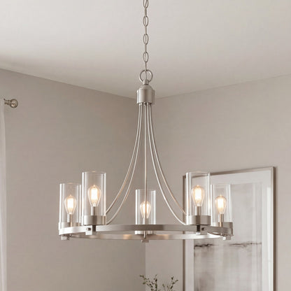 5-Light 23" Chandelier, Brushed Nickel