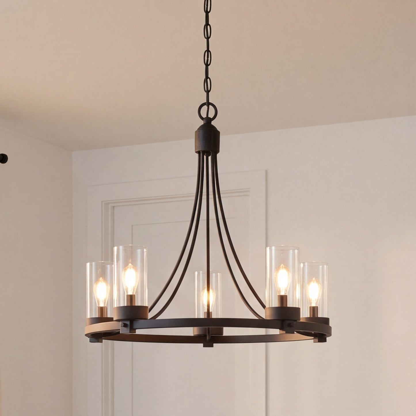 5-Light 23" Chandelier, Brushed Nickel