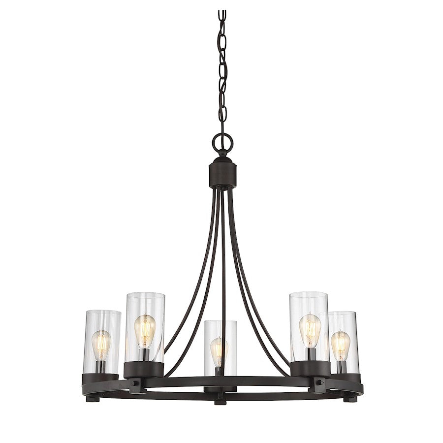 5-Light 23" Chandelier, Brushed Nickel