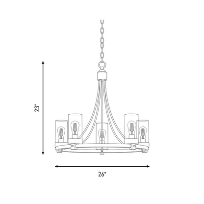 5-Light 23" Chandelier, Brushed Nickel