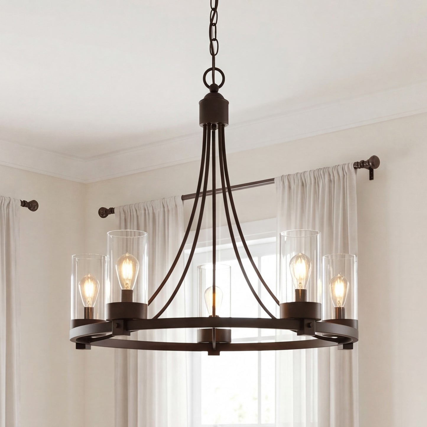 5-Light 23" Chandelier, Brushed Nickel