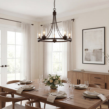 5-Light 23" Chandelier, Brushed Nickel