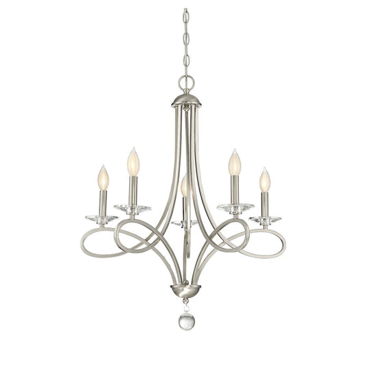 5 Light 29" Chandelier, Brushed Nickel