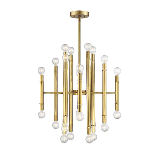 24 Light Chandelier, Natural Brass