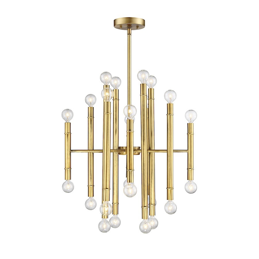 24 Light Chandelier, Natural Brass