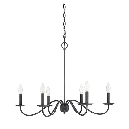 6 Light Chandelier, Aged Iron