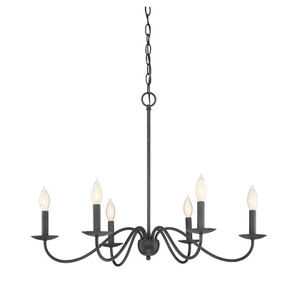 6 Light Chandelier, Aged Iron