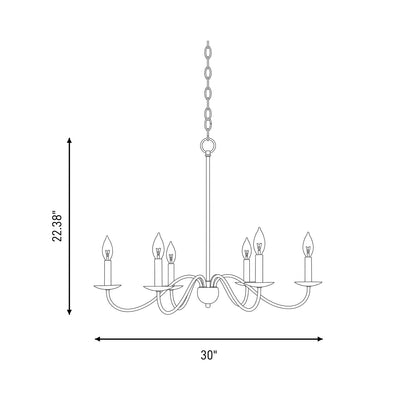 6 Light Chandelier, Aged Iron