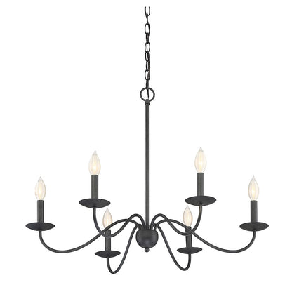 6 Light Chandelier, Aged Iron