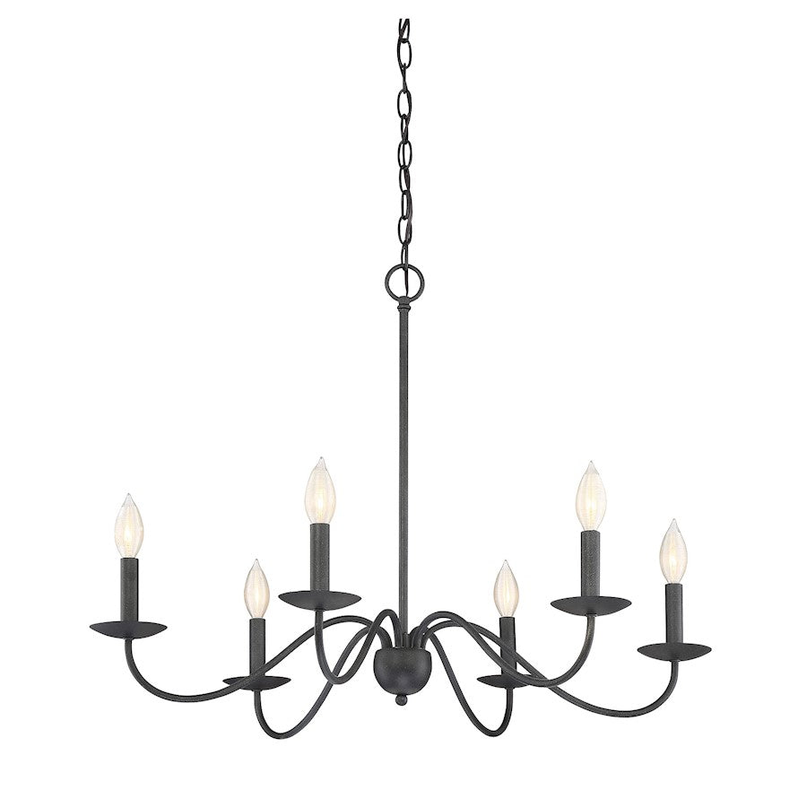 6 Light Chandelier, Aged Iron