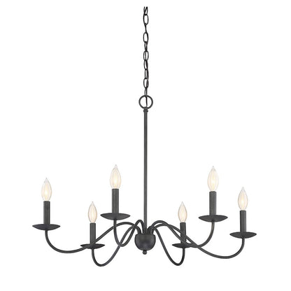 6 Light Chandelier, Aged Iron