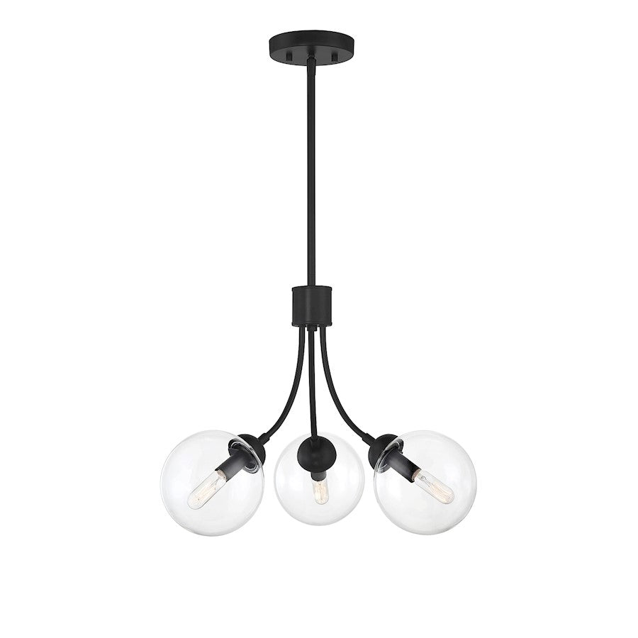 3-Light Chandelier, Matte Black