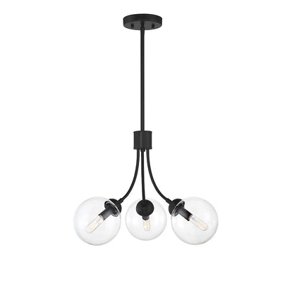 3-Light Chandelier, Matte Black