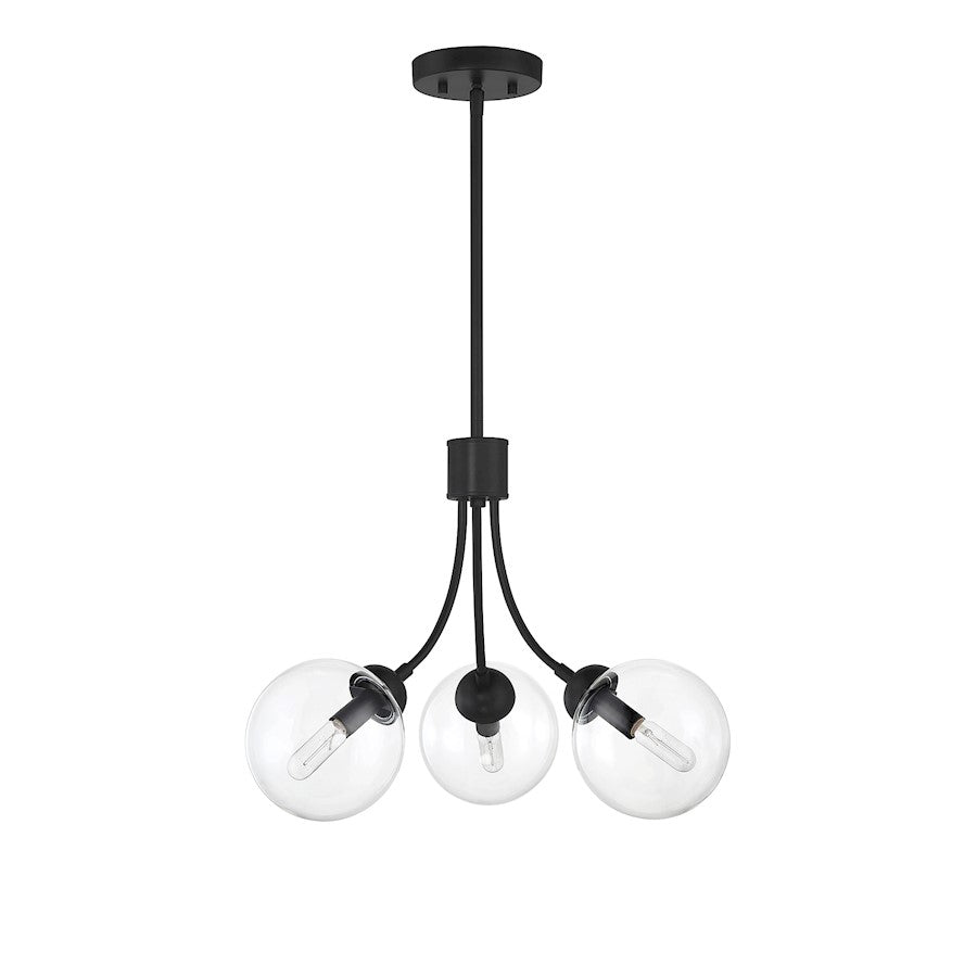 3-Light Chandelier, Matte Black