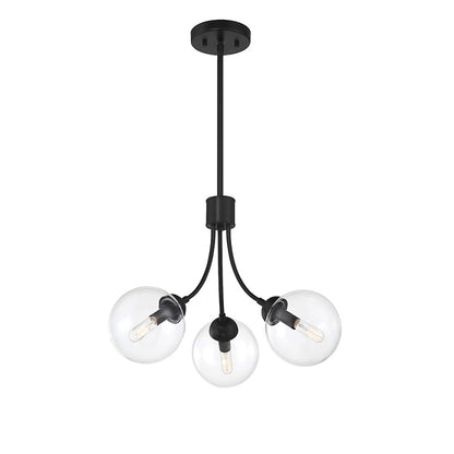 3-Light Chandelier, Matte Black