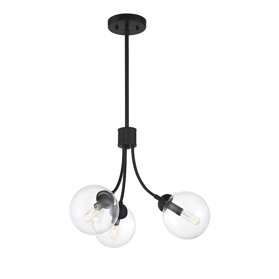 3-Light Chandelier, Matte Black