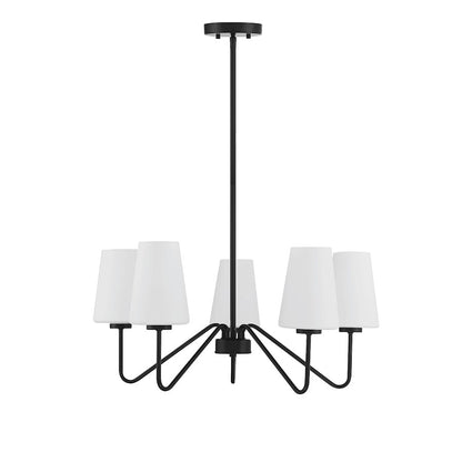 5-Light 12" Chandelier, Matte Black