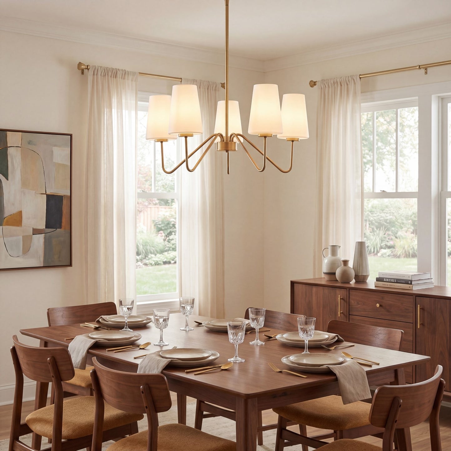 5-Light 12" Chandelier, Matte Black