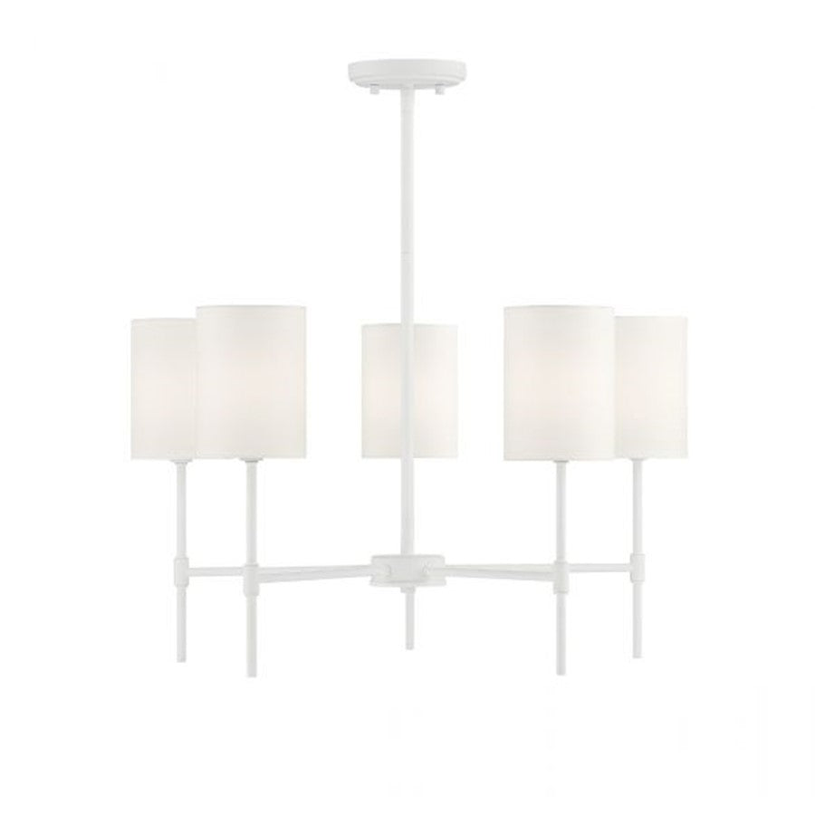 5 Light 15" Chandelier, Bisque White