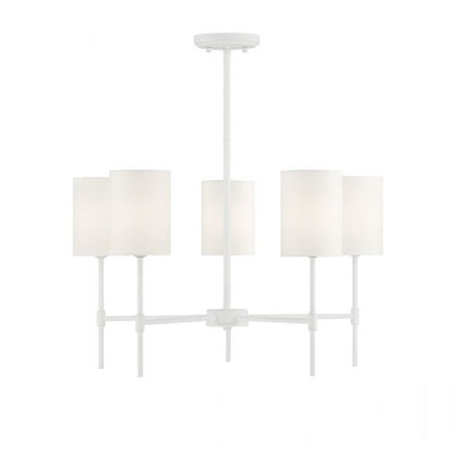 5 Light 15" Chandelier, Bisque White