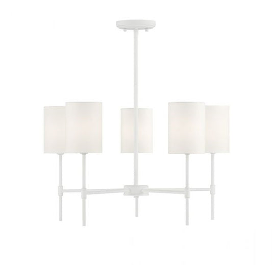 5 Light 15" Chandelier, Bisque White